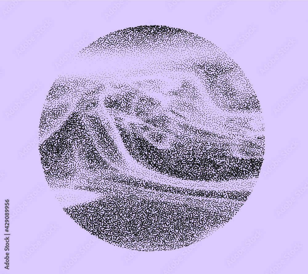 Poster An abstract orb composed of dots and particles. Vector illustration of a sphere.