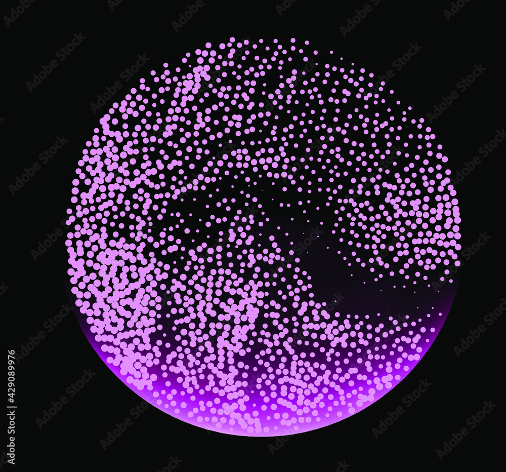 Poster An abstract orb composed of dots and particles. Vector illustration of a sphere.