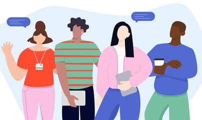 Group of people different kind races together. People with different nationalities. Multinational group of happy people stay together. Friendship concept. Flat vector illustration
