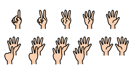 指　手　数える　数　イラスト素材