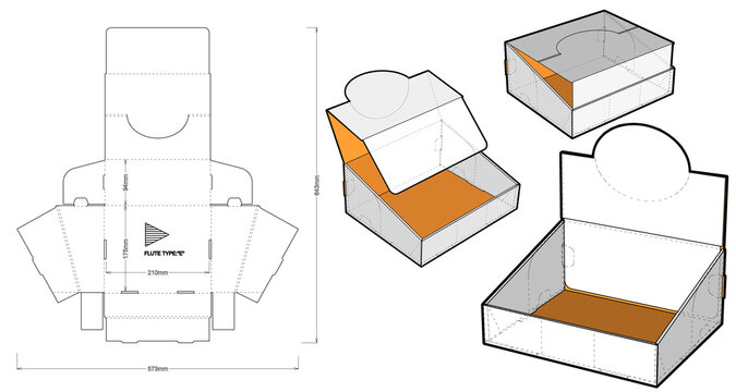 Counter display stand and Die-cut Pattern. The .eps file is full scale and fully functional. Prepared for real cardboard production. The .eps file is full scale and fully functional.