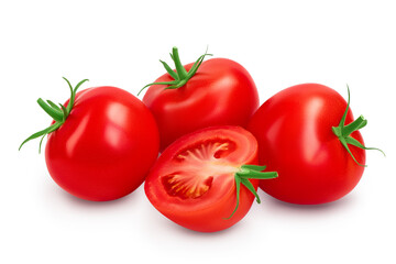 Tomato with half isolated on white background with clipping path and full depth of field.