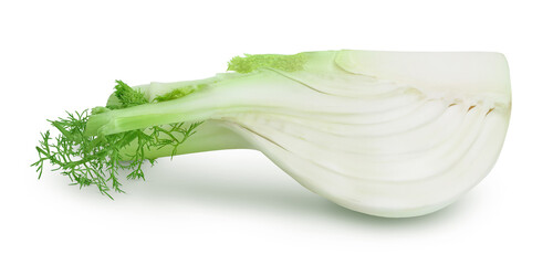 fresh fennel bulb isolated on white background with clipping path and full depth of field