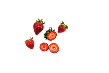 Appetizing ripe red strawberries on a white background
