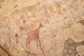 Cave paintings and petroglyphs in the Sahara desert, Terkei Kisimi, Chad