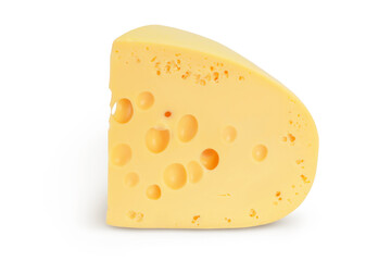 piece of cheese isolated on white background with clipping path and full depth of field