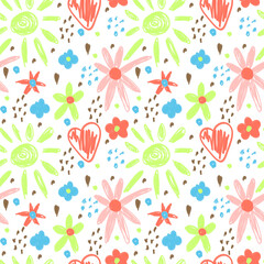 Floral seamless pattern. Hand drawing illustration