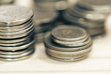 Imagem conceitual de pilha de moedas. Imagem em alta resolução.