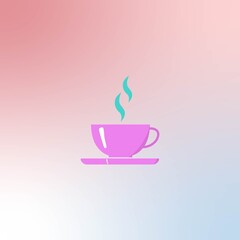 Coffee or tea cup line icon in pink color. Graphic elements. Trendy flat isolated symbol sign for: illustration, outline, logo, mobile, app, emblem, design, web, dev, cafe, ui, gui, ux. Vector EPS 10
