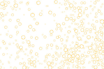 Golden air Bubbles, oxygen, champagne crystal clear isolated on white background modern design. Vector illustration of EPS 10.