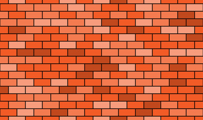 Seamless pattern of cartoon brick wall in coral color. Bright texture used for game, web design, textile, paper.