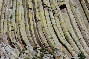 Closeup of Devilâ€™s Tower's basalt formations in Wyoming