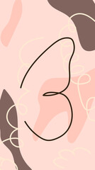 Set pink and nude stories highlights covers outline a butterfly, diamond, hand and key.