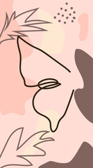 Set pink and nude stories highlights covers outline a butterfly, diamond, hand and key.