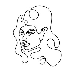 abstract portrait of a woman in a modern linear style. Continuous Line Art. Fashion Minimal Print. vector illustration