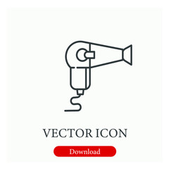 Hair dryer vector icon.  Editable stroke. Linear style sign for use on web design and mobile apps, logo. Symbol illustration. Pixel vector graphics - Vector