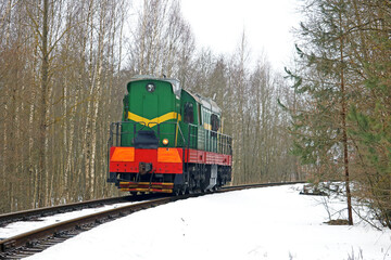 diesel locomotive in the woods	