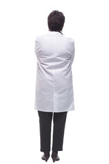 Fototapeta premium rear view. female doctor looking at a white blank screen