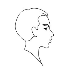 Face Silhouette vector illustration. Young attractive guy. Continuous drawing. Line art concept design