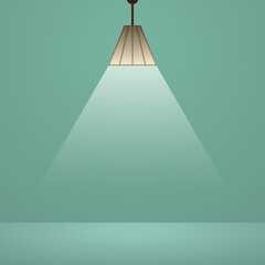 Light from a pendant lamp. Ceiling lamp on light abstract background. Vector illustration.