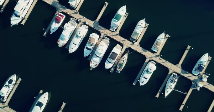 Top bird view of the yacht pier Baltimore inner harbor