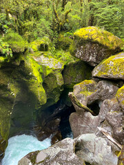Waterfall at The Chasm Walk, Fiordland National Park, New Zealand