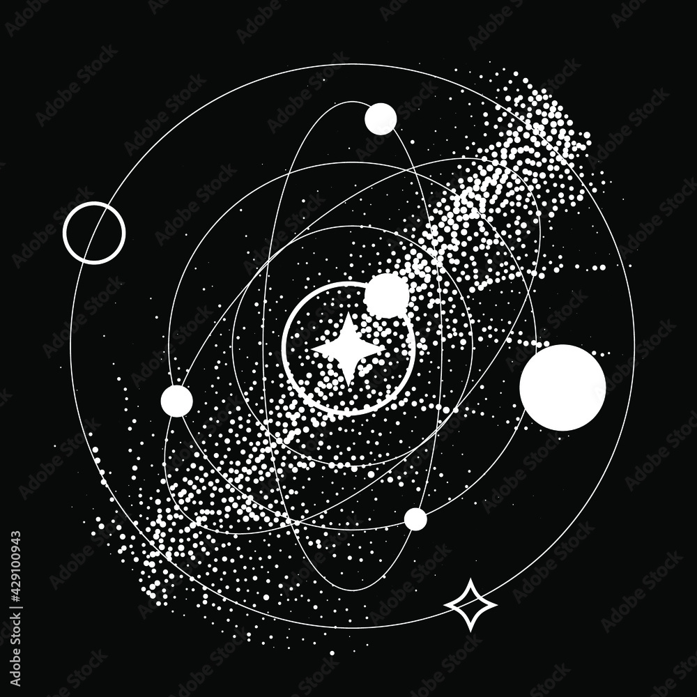 Poster An abstract orb composed of dots and particles. Vector illustration of a sphere.