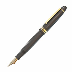 Naklejka premium Golden black fountain pen 3D