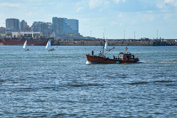 A fishing boat at sea