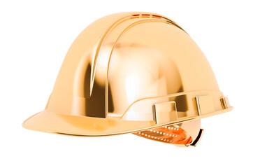 Golden hard hat, 3D rendering