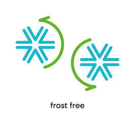 Frost free icon. This symbol is the refrigerator and air conditioning symbol. Colorful refrigerator button icon. Editable Stroke. Logo, web and app.