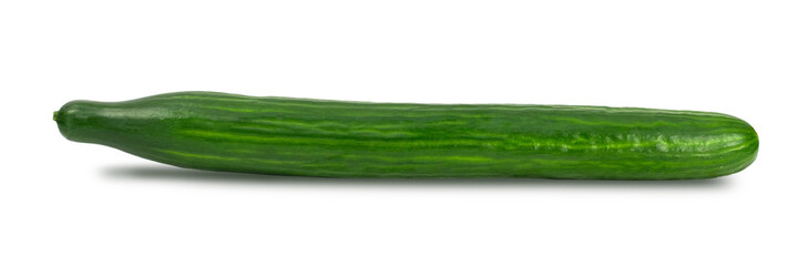 Fresh long and green cucumber on white backkground