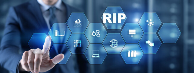 RIP Routing Information Protocol. Technology networks cocept 2021