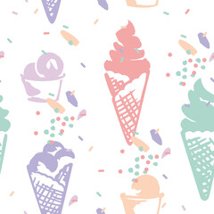 Nahtloses Muster mit Eis in Pastellfarben