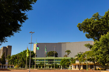 Fototapeta na wymiar Detalhe do Palácio das Esmeraldas na Praça Cívica no centro da cidade de Goiânia.