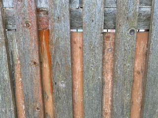 Surface texture of gray wooden old zoonotic fence made of vertical planks. The background