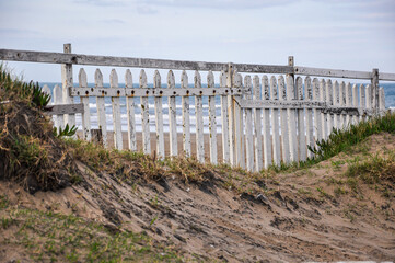 Wooden fence on the beach