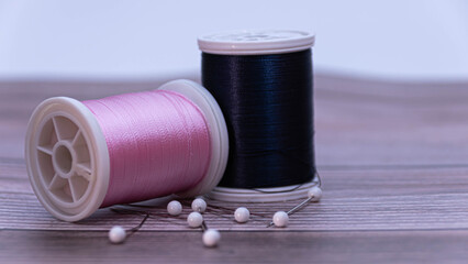 closeup of colorful sewing thread