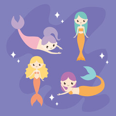 four beautiful mermaids