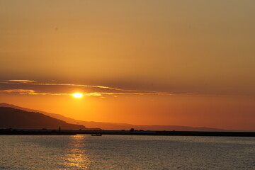 Sunset over the small harbor