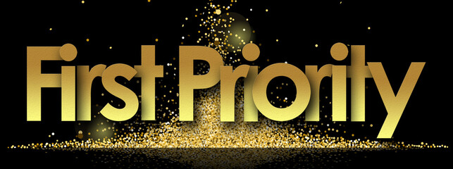 First Priority in golden stars and black background