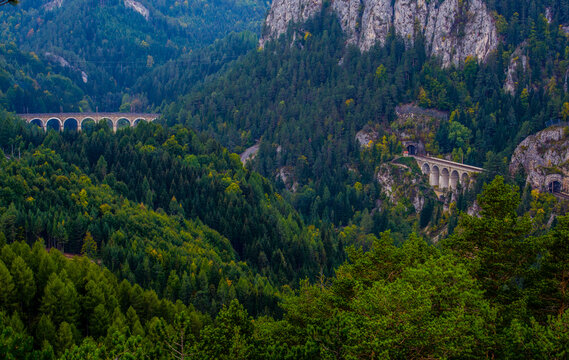 detail of a viaduct of the semmeringbahn unesco world heritage railroad in austria