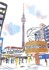 Berlin illustration. Alexanderplatz - 429107913