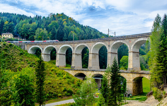 detail of a viaduct of the semmeringbahn unesco world heritage railroad in austria