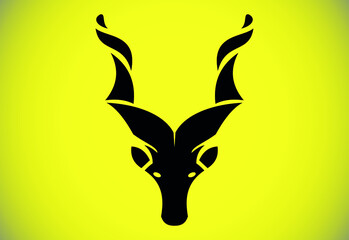 Snake Eater Markhor (Capra falconeri) Mountain goat. Head black and white vector design. Can be used for logo and tattoo.