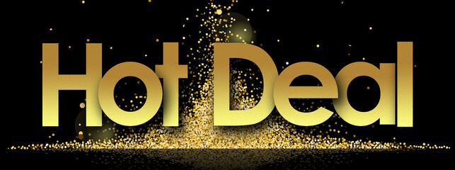 Hot deal in golden stars and black background