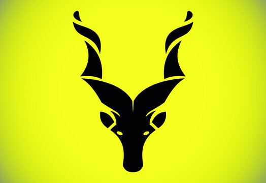 Snake Eater Markhor (Capra falconeri) Mountain goat. Head black and white vector design. Can be used for logo and tattoo.