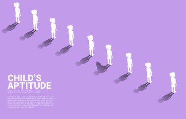 One of Silhouette of children with her shadow of super human. Concept of children aptitude and power inside.