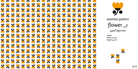 Naklejka premium オレンジ色の花のシームレスパターン