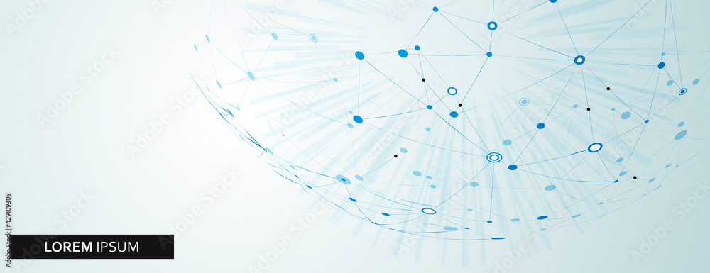 Poster connect lines with dots, great design for any purposes. vector halftone illustration. background ill